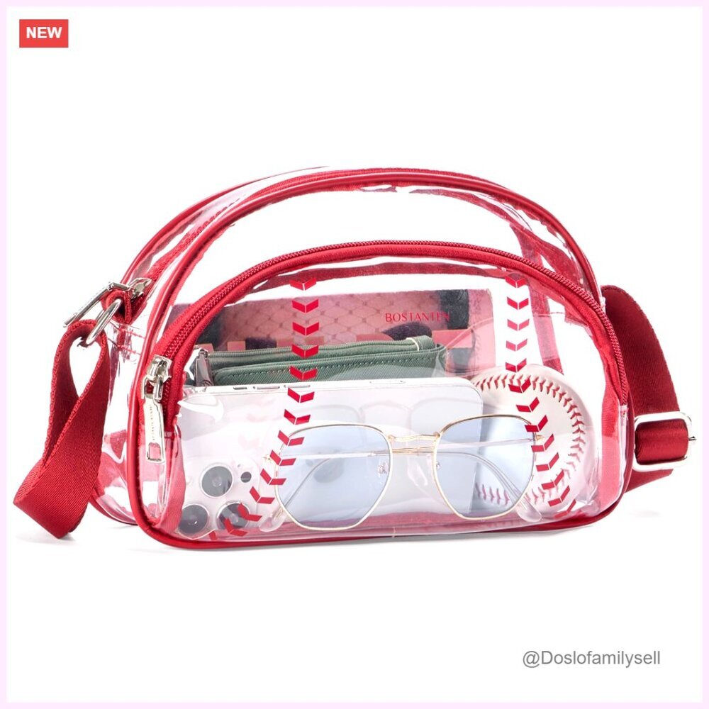 Clear Crossbody Bag Stadium Approved Vegan Leather Purse Concerts Sports